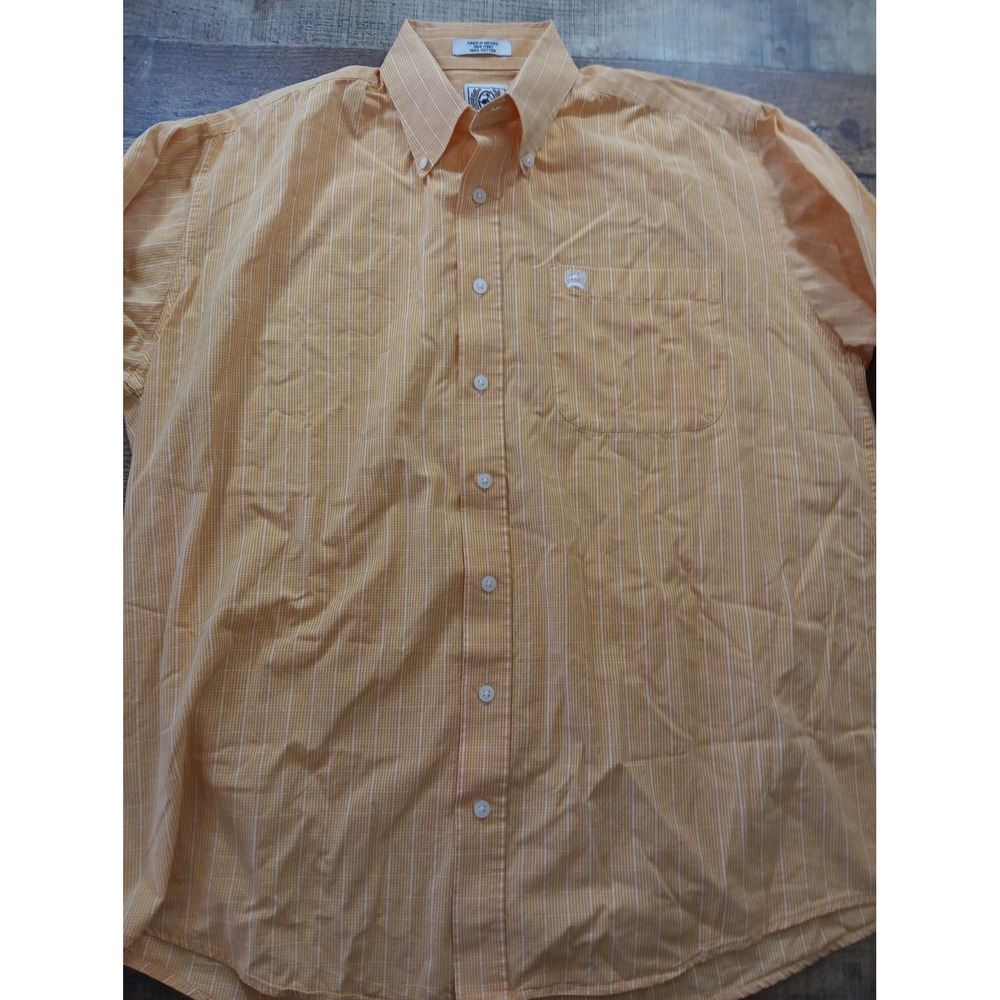 Cinch Modern Fit Mens Square Pattern Collard Long Sleeve Button M Orange 3023